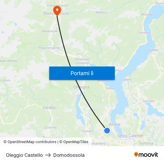 Oleggio Castello to Domodossola map