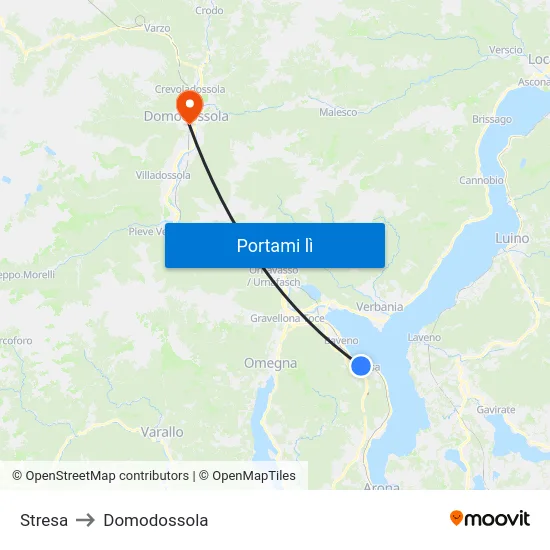 Stresa to Domodossola map