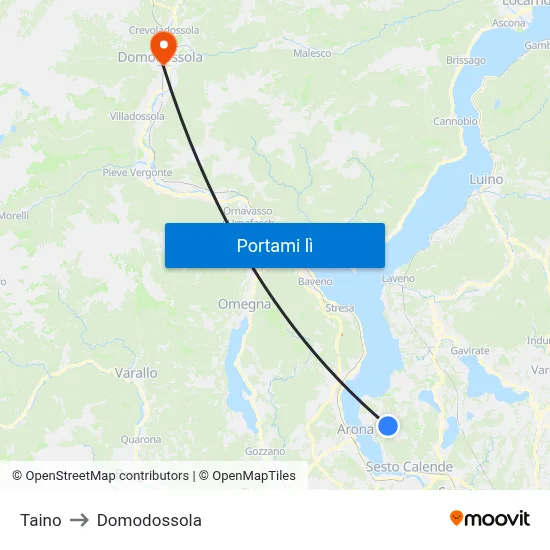 Taino to Domodossola map
