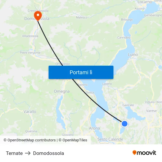 Ternate to Domodossola map