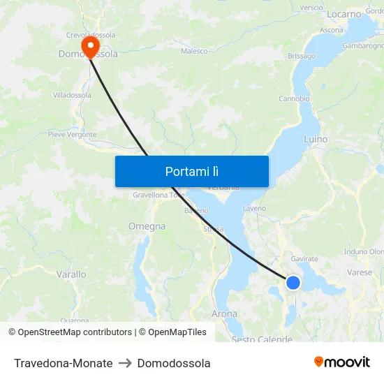 Travedona-Monate to Domodossola map