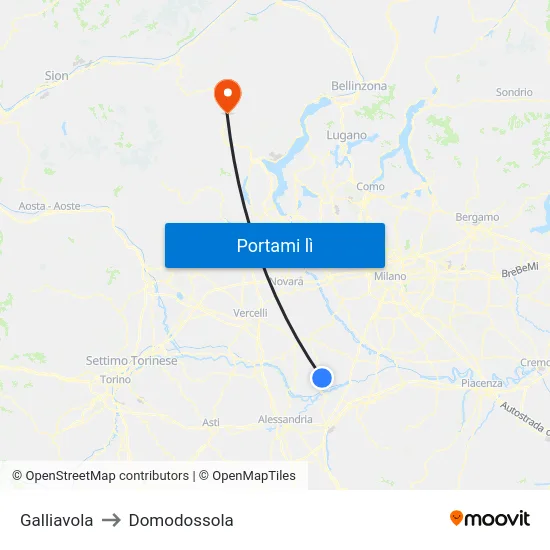 Galliavola to Domodossola map