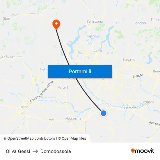 Oliva Gessi to Domodossola map