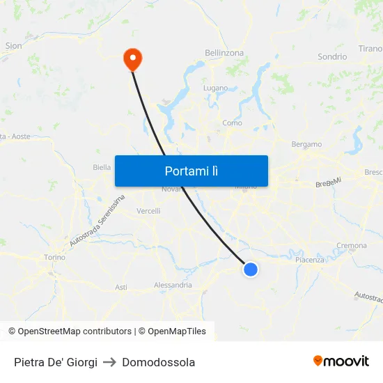 Pietra De' Giorgi to Domodossola map