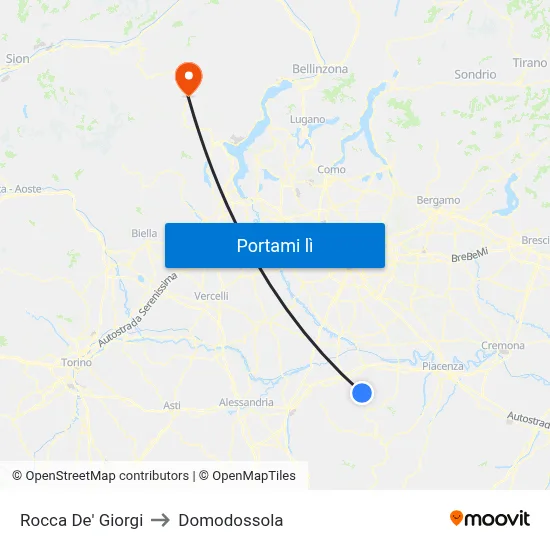 Rocca De' Giorgi to Domodossola map