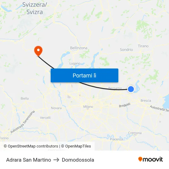 Adrara San Martino to Domodossola map
