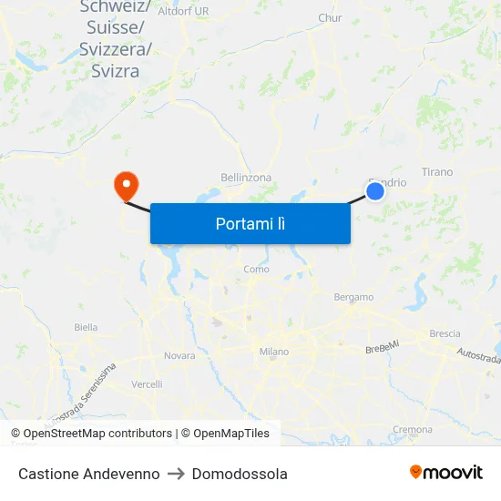 Castione Andevenno to Domodossola map