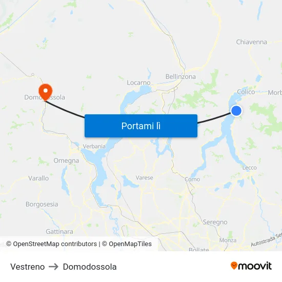 Vestreno to Domodossola map