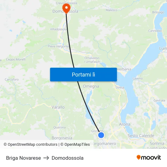 Briga Novarese to Domodossola map