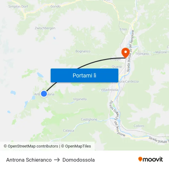 Antrona Schieranco to Domodossola map