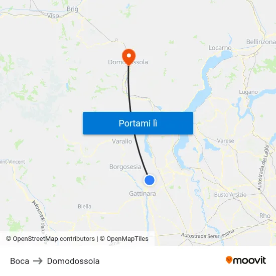 Boca to Domodossola map