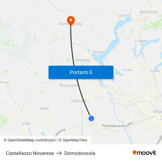 Castellazzo Novarese to Domodossola map