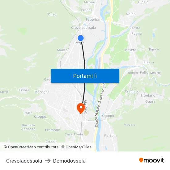 Crevoladossola to Domodossola map