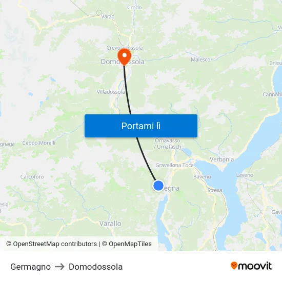 Germagno to Domodossola map