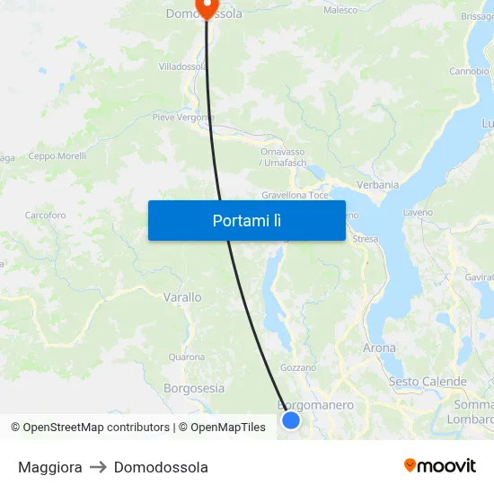 Maggiora to Domodossola map