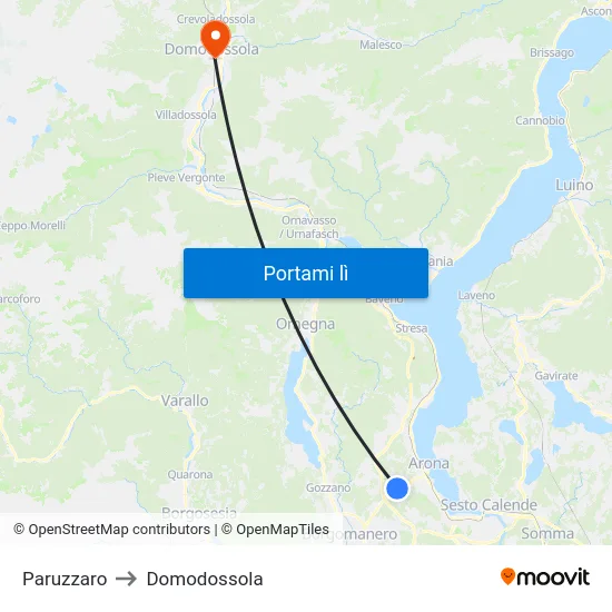Paruzzaro to Domodossola map