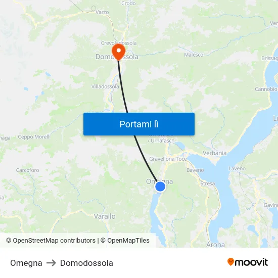 Omegna to Domodossola map