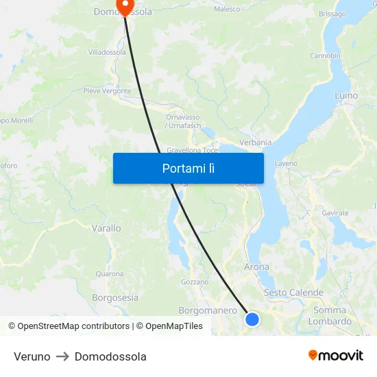 Veruno to Domodossola map