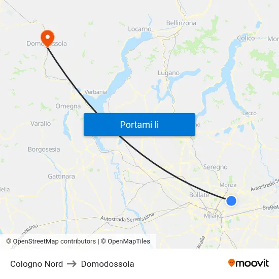 Cologno Nord to Domodossola map