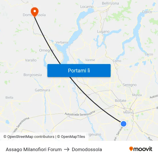 Assago Milanofiori Forum to Domodossola map