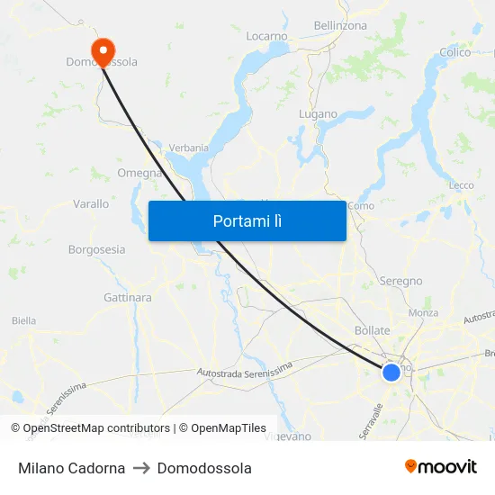 Milano Cadorna to Domodossola map