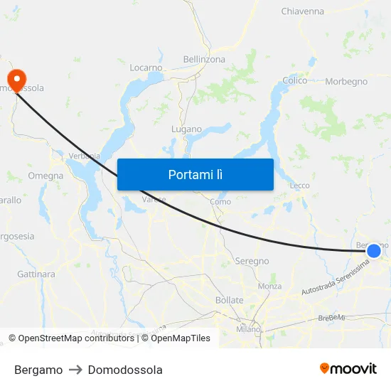 Bergamo to Domodossola map