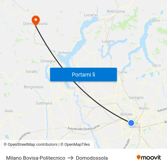 Milano Bovisa-Politecnico to Domodossola map