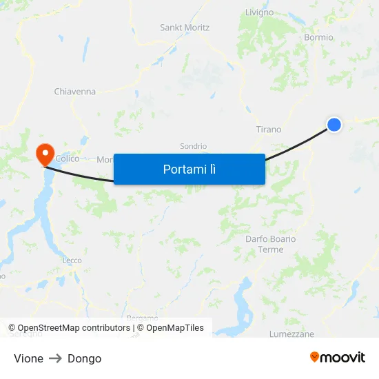 Vione to Dongo map