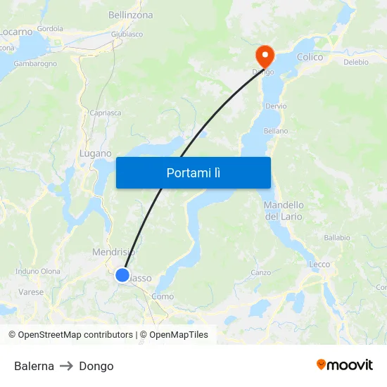 Balerna to Dongo map