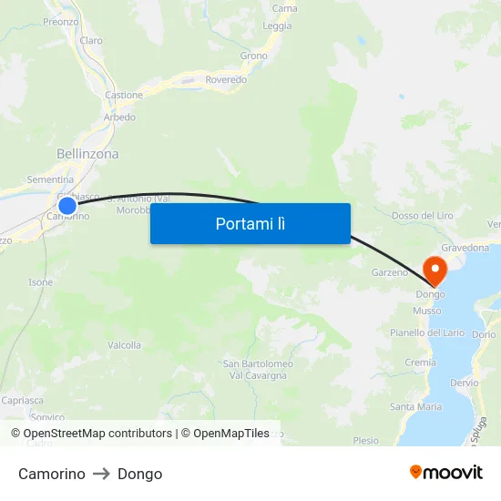 Camorino to Dongo map