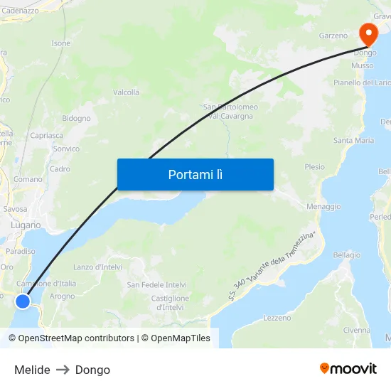 Melide to Dongo map