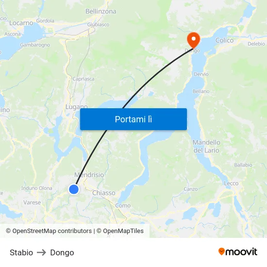 Stabio to Dongo map