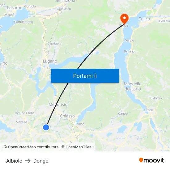 Albiolo to Dongo map
