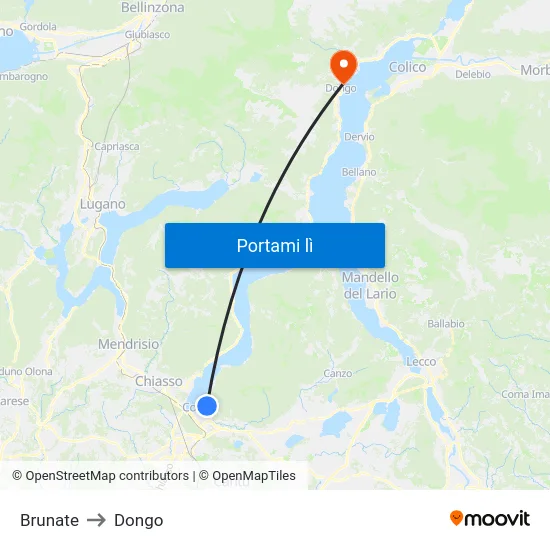 Brunate to Dongo map