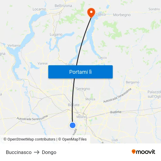 Buccinasco to Dongo map