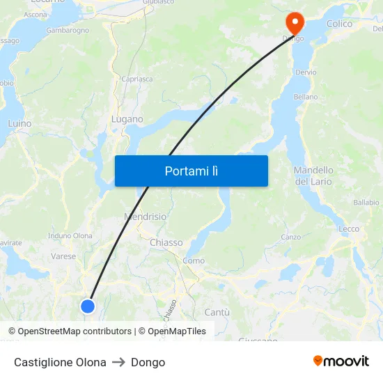Castiglione Olona to Dongo map