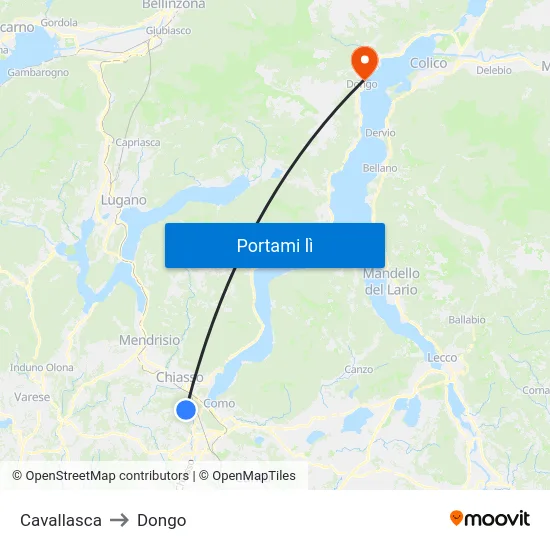Cavallasca to Dongo map