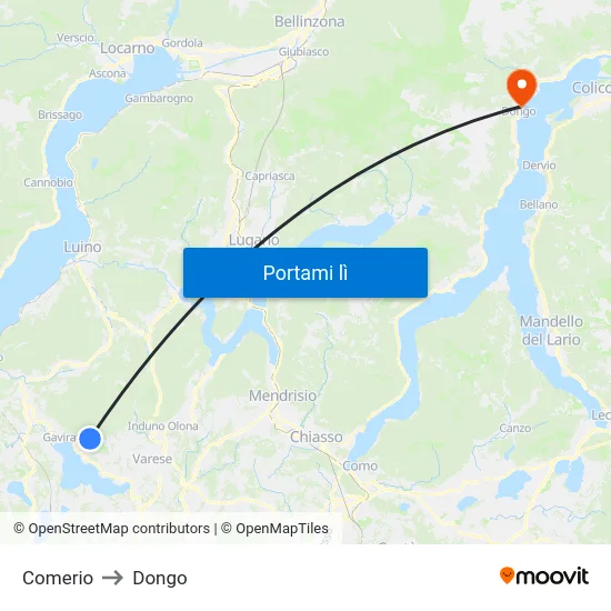 Comerio to Dongo map