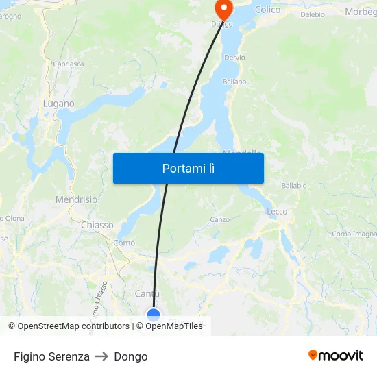 Figino Serenza to Dongo map