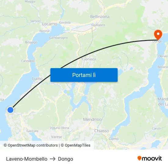 Laveno-Mombello to Dongo map