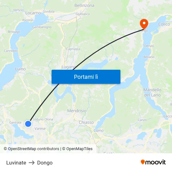 Luvinate to Dongo map