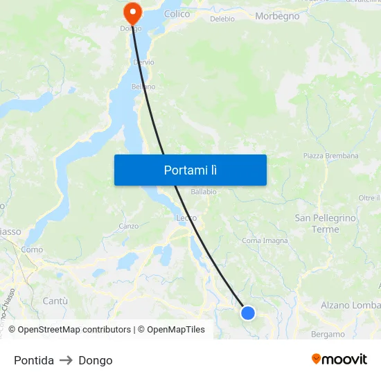 Pontida to Dongo map