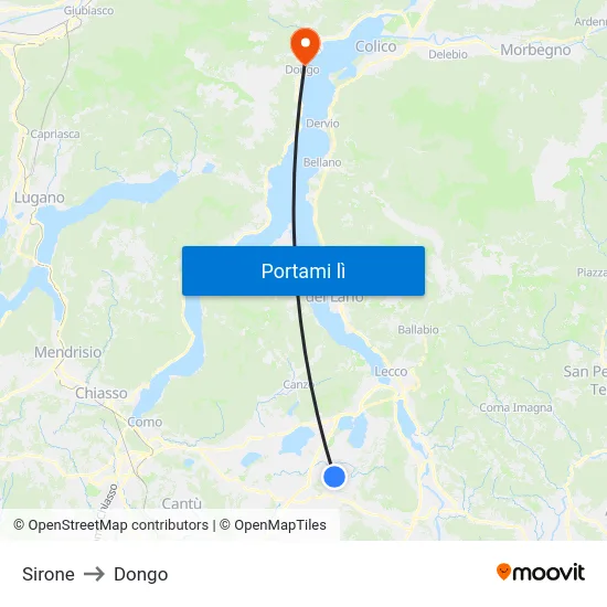 Sirone to Dongo map