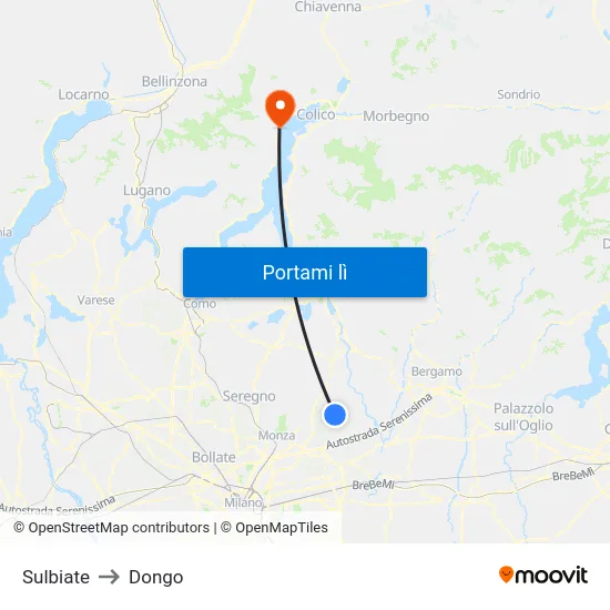 Sulbiate to Dongo map