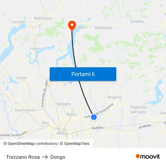 Trezzano Rosa to Dongo map