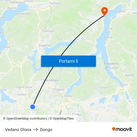 Vedano Olona to Dongo map