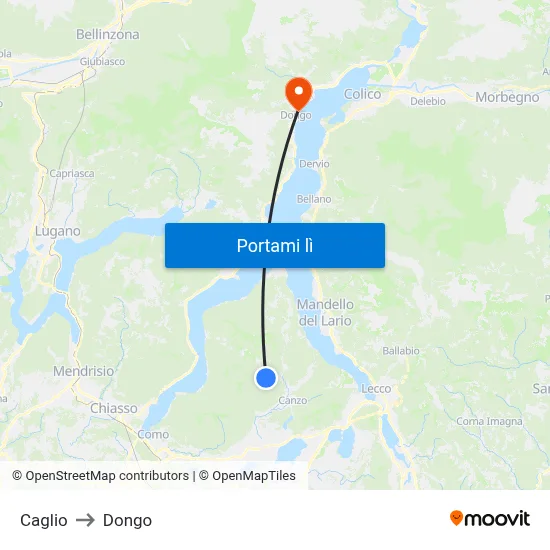 Caglio to Dongo map