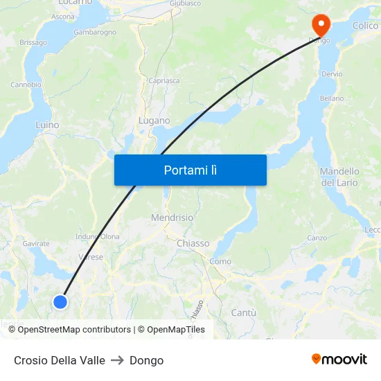 Crosio Della Valle to Dongo map