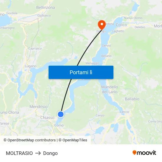 MOLTRASIO to Dongo map
