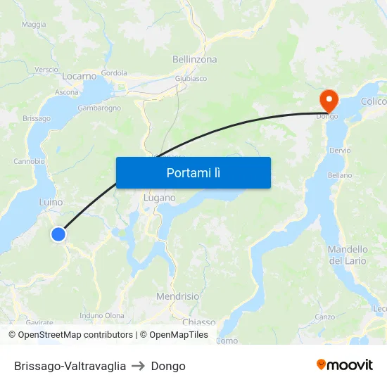 Brissago-Valtravaglia to Dongo map
